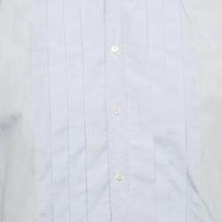 Pre Owned Dolce & Gabbana Blue Cotton Pleated Shirt XXL