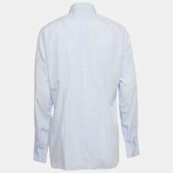 Pre Owned Dolce & Gabbana Blue Cotton Pleated Shirt XXL