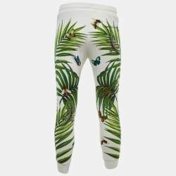 Pre Owned Dolce & Gabbana White Tropical Print Cotton Jogger Pants S