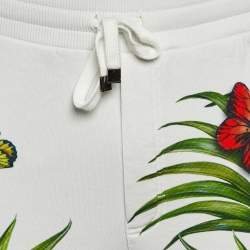 Pre Owned Dolce & Gabbana White Tropical Print Cotton Jogger Pants S