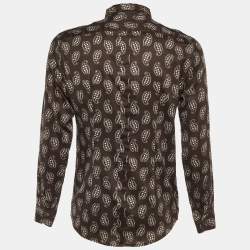 Pre Owned Dolce & Gabbana Brown Printed Cotton Button Front Shirt XXL