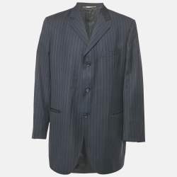 Ermenegildo Zegna Grey Zig Zag Linen Blend Blazer L