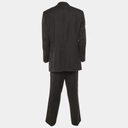 Pre Owned Dolce & Gabbana Brown Striped Wool Single Breasted Suit 4XL