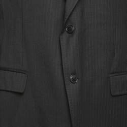 Pre Owned Dolce & Gabbana Brown Striped Wool Single Breasted Suit 4XL