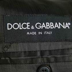 Pre Owned Dolce & Gabbana Brown Striped Wool Single Breasted Suit 4XL