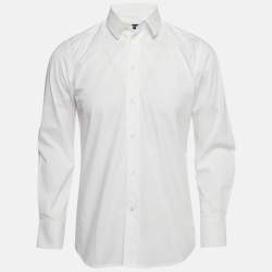 Pre Owned Dolce & Gabbana Gold White Cotton Long Sleeve Shirt S