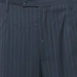 مملوكة مسبقًا Dolce & Gabbana Navy Blue Striped Wool Formal Trousers XXXL