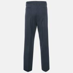 مملوكة مسبقًا Dolce & Gabbana Navy Blue Striped Wool Formal Trousers XXXL