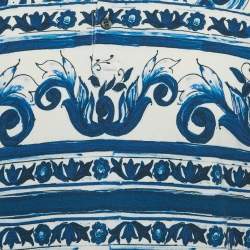Pre Owned Dolce & Gabbana Blue Majolica Print Cotton Pique Polo T-Shirt XXL