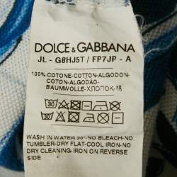 Pre Owned Dolce & Gabbana Blue Majolica Print Cotton Pique Polo T-Shirt XXL