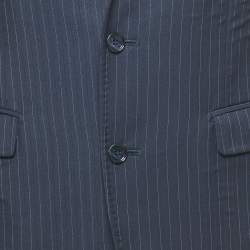 Pre Owned Dolce & Gabbana Navy Blue Striped Wool Single Breasted Suit M