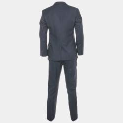 Pre Owned Dolce & Gabbana Navy Blue Striped Wool Single Breasted Suit M
