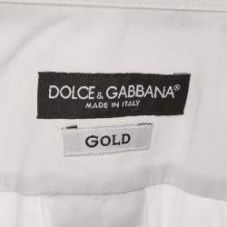 Pre Owned Dolce & Gabbana Gold Grey Cotton Long Sleeve Shirt M