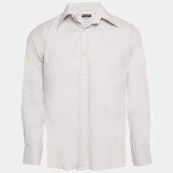 Pre Owned Dolce & Gabbana Gold Grey Cotton Long Sleeve Shirt M