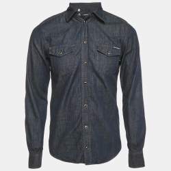Pre Owned Dolce & Gabbana Blue Denim Long Sleeve Shirt M