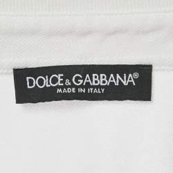 Pre Owned Dolce & Gabbana White Cotton Logo Plaque Detail Polo T-Shirt XXL