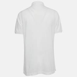 Pre Owned Dolce & Gabbana White Cotton Logo Plaque Detail Polo T-Shirt XXL