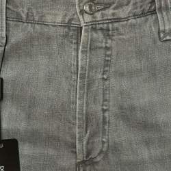 Pre Owned Dolce & Gabbana Grey Denim Straight Leg Bondage Jeans L Waist 36"