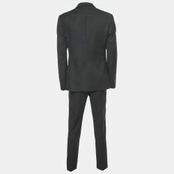 Pre Owned Dolce & Gabbana Gold Black Patterned Wool Regular Fit Blazer XL