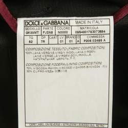 Pre Owned Dolce & Gabbana Gold Black Patterned Wool Regular Fit Blazer XL