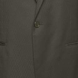 Pre Owned Dolce & Gabbana Gold Black Patterned Wool Regular Fit Blazer XL