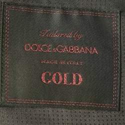 Pre Owned Dolce & Gabbana Gold Black Patterned Wool Regular Fit Blazer XL
