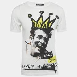 Pre Owned Dolce & Gabbana White James Dean Jersey Crewneck T-Shirt M