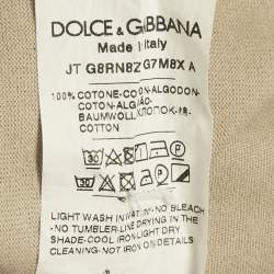 Pre Owned Dolce & Gabbana Beige Logo Embroidered Jersey T-Shirt M