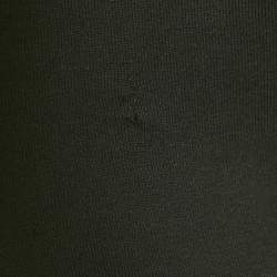 Pre Owned Dolce & Gabbana Black Cotton Logo Plaque Detail V-Neck T-Shirt M