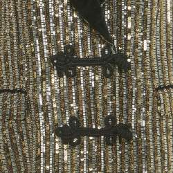 Pre Owned Dolce & Gabbana Gold Sequin Embellished Toggle Up Blazer M