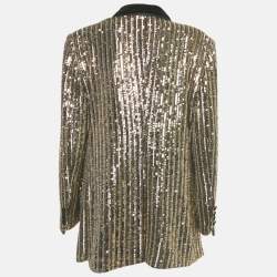 Pre Owned Dolce & Gabbana Gold Sequin Embellished Toggle Up Blazer M