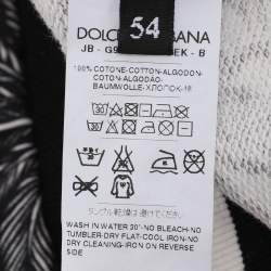 Pre Owned Dolce & Gabbana White/Black Printed Knit Sweatshirt XXL