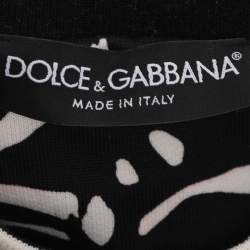 Pre Owned Dolce & Gabbana White/Black Printed Knit Sweatshirt XXL