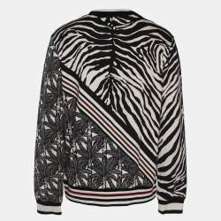 Pre Owned Dolce & Gabbana White/Black Printed Knit Sweatshirt XXL