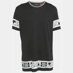 Pre Owned Dolce & Gabbana Black DG Millennials Star Print Cotton T-Shirt XXL 