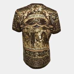 Pre Owned Dolce & Gabbana Brown Teatro Dei Pupi Print Cotton T-Shirt XXXL