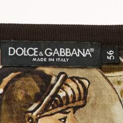 Pre Owned Dolce & Gabbana Brown Teatro Dei Pupi Print Cotton T-Shirt XXXL