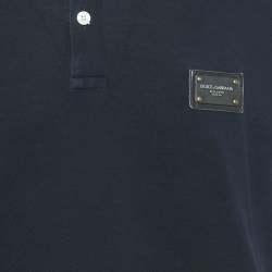 Pre Owned Dolce & Gabbana Navy Blue Cotton Polo T-Shirt XL