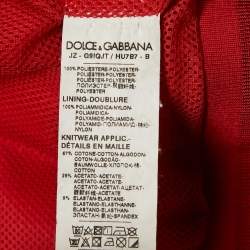Pre Owned Dolce & Gabbana Red Jersey Logo Applique Zip-Up Jacket M