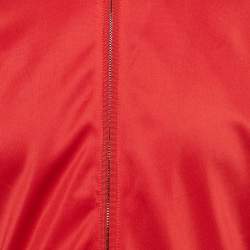 Pre Owned Dolce & Gabbana Red Jersey Logo Applique Zip-Up Jacket M