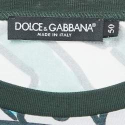 Pre Owned Dolce & Gabbana White Peacock Print Cotton T-Shirt L 