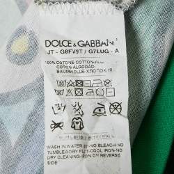 Pre Owned Dolce & Gabbana White Peacock Print Cotton T-Shirt L 