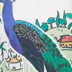 Pre Owned Dolce & Gabbana White Peacock Print Cotton T-Shirt L 