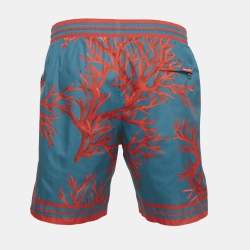 Pre Owned Dolce & Gabbana Teal Printed Synthetic Swim Shorts L