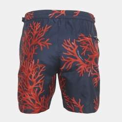 Pre Owned Dolce & Gabbana Navy Blue Printed Synthetic Swim Shorts L