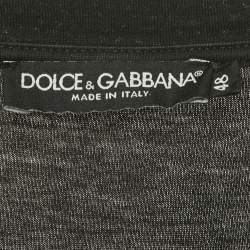 Pre Owned Dolce & Gabbana Black Logo Embossed Cotton Crew Neck T-Shirt M