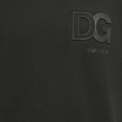 Pre Owned Dolce & Gabbana Black Logo Embossed Cotton Crew Neck T-Shirt M