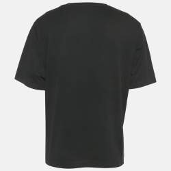 Pre Owned Dolce & Gabbana Black Logo Embossed Cotton Crew Neck T-Shirt M