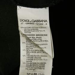 Pre Owned Dolce & Gabbana Black Cotton Logo Patch Detail Crew Neck T-Shirt M