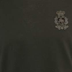 Pre Owned Dolce & Gabbana Black Cotton Logo Patch Detail Crew Neck T-Shirt M